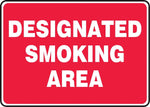 Accuform Safety Sign, DESIGNATED SMOKING AREA, 10" x 14", Aluminum (MSMK403VA)