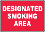 Accuform Safety Sign, DESIGNATED SMOKING AREA, 7" x 10", Plastic (MSMK404VP)