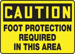 Accuform Safety Sign, CAUTION FOOT PROTECTION REQUIRED IN THIS AREA, 7" x 10", Plastic (MPPE408VP)