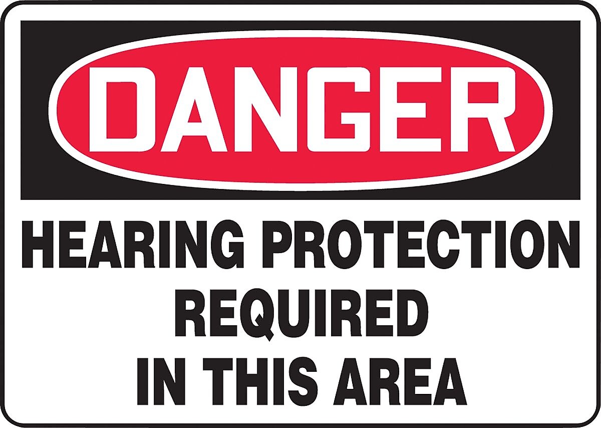 ACCUFORM SIGNS® Safety Sign, DANGER HEARING PROTECTION REQUIRED IN THIS AREA, 10" x 14", Plastic