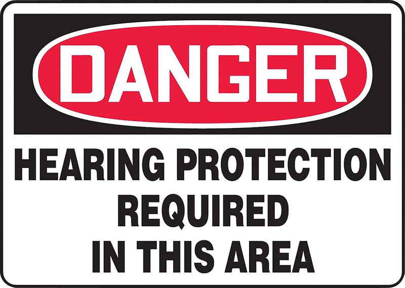 ACCUFORM SIGNS® Safety Sign, DANGER HEARING PROTECTION REQUIRED IN THIS AREA, 10" x 14", Plastic