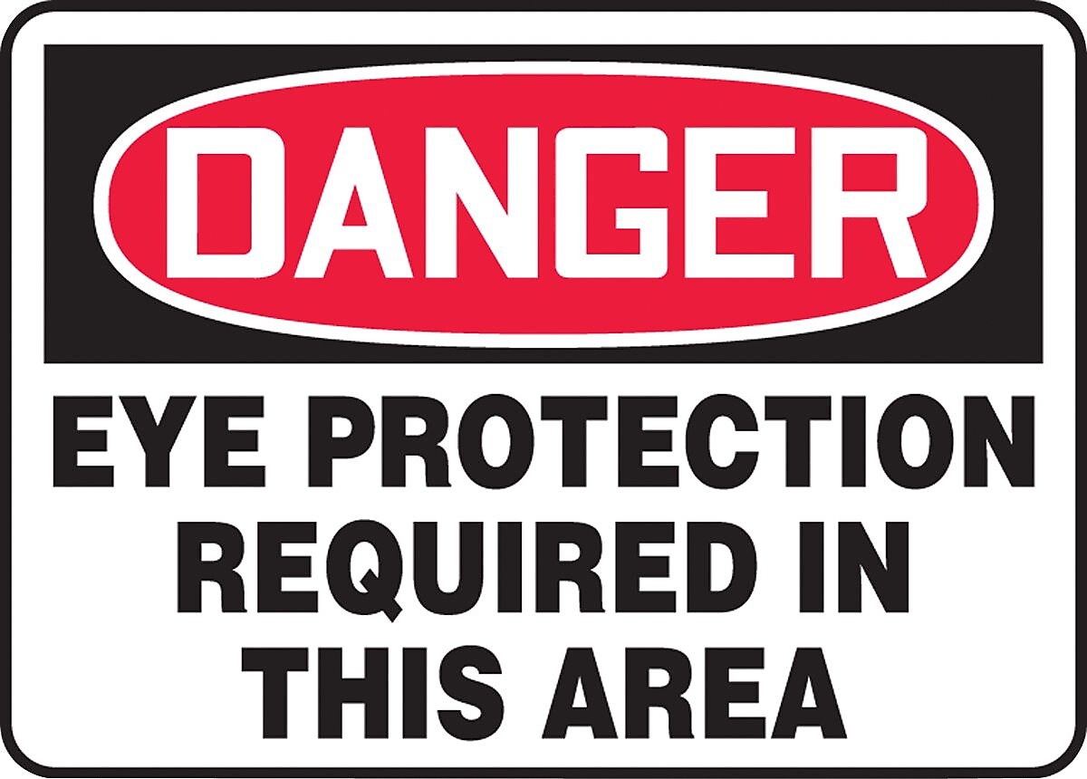 Accuform Safety Sign, DANGER EYE PROTECTION REQUIRED IN THIS AREA, 10" x 14", Aluminum (MPPE010VA)