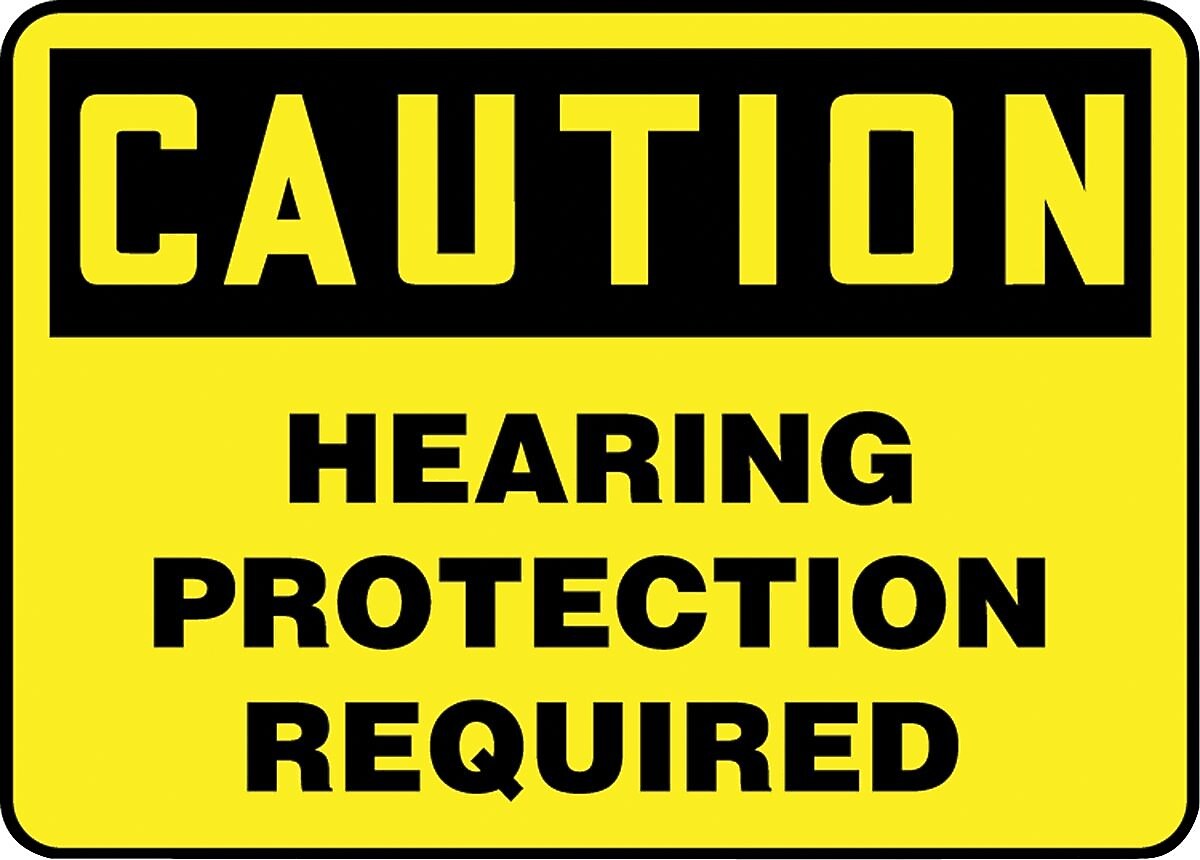 ACCUFORM SIGNS® Safety Sign, CAUTION HEARING PROTECTION REQUIRED, 10" x 14", Plastic, Each