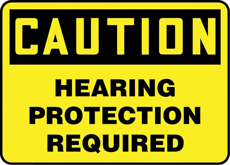 Accuform Safety Sign, CAUTION HEARING PROTECTION REQUIRED, 7" x 10", Plastic (MPPE792VP)