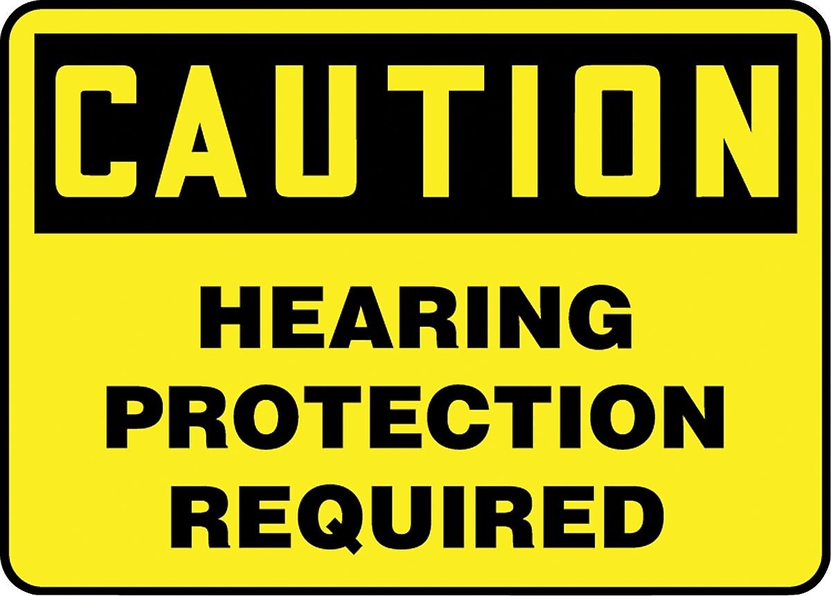 ACCUFORM SIGNS® Safety Sign, CAUTION HEARING PROTECTION REQUIRED, 7" x 10", Aluminum, Each