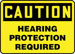 ACCUFORM SIGNS® Safety Sign, CAUTION HEARING PROTECTION REQUIRED, 7" x 10", Aluminum, Each