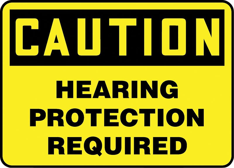 ACCUFORM SIGNS® Safety Sign, CAUTION HEARING PROTECTION REQUIRED, 7" x 10", Aluminum, Each