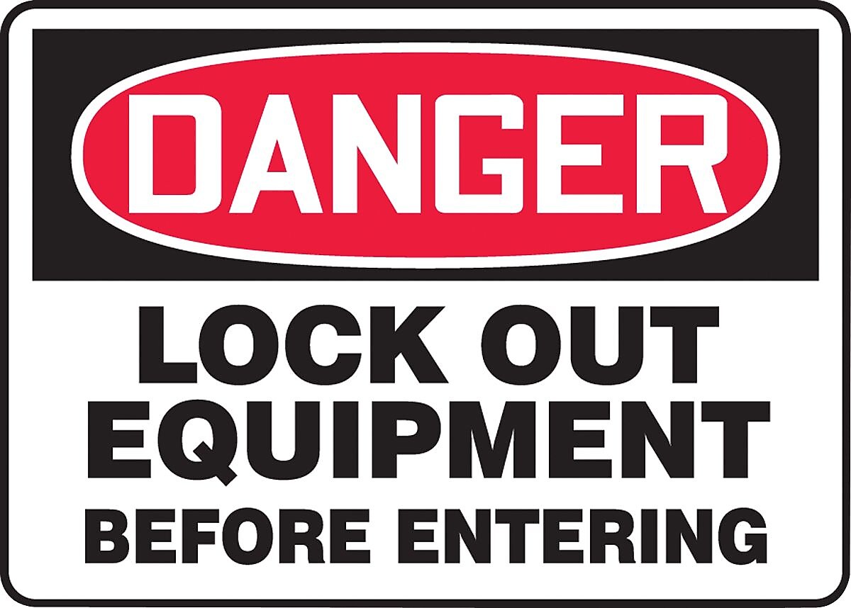 ACCUFORM SIGNS® Safety Sign, DANGER LOCK OUT EQUIPMENT BEFORE ENTERING, 10" x 14", Plastic, Each