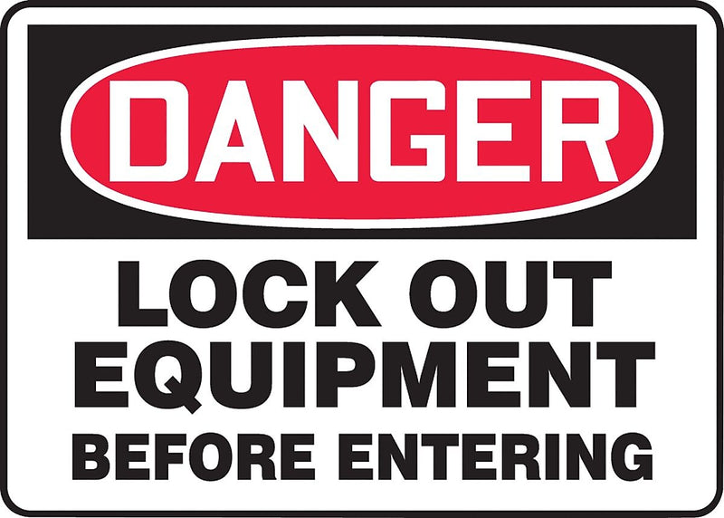 ACCUFORM SIGNS® Safety Sign, DANGER LOCK OUT EQUIPMENT BEFORE ENTERING, 10" x 14", Plastic, Each