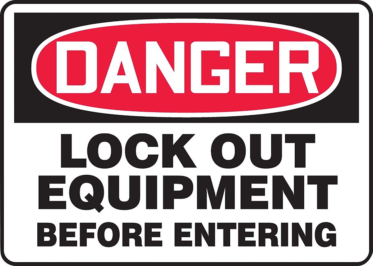 Accuform Safety Sign, DANGER LOCK OUT EQUIPMENT BEFORE ENTERING, 7" x 10", Plastic (MLKT106VP)