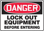 Accuform Safety Sign, DANGER LOCK OUT EQUIPMENT BEFORE ENTERING, 7" x 10", Plastic (MLKT106VP)