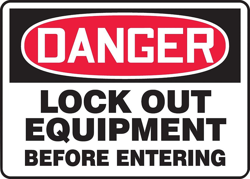 Accuform Safety Sign, DANGER LOCK OUT EQUIPMENT BEFORE ENTERING, 7" x 10", Plastic (MLKT106VP)