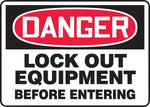 Accuform Safety Sign, DANGER LOCK OUT EQUIPMENT BEFORE ENTERING, 7" x 10", Aluminum (MLKT106VA)