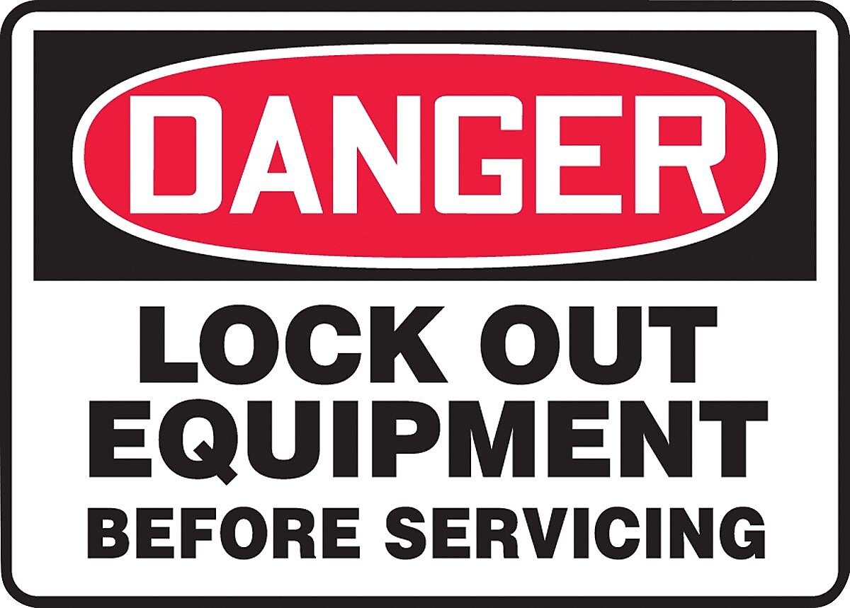 ACCUFORM SIGNS® Safety Sign, DANGER LOCK OUT EQUIPMENT BEFORE SERVICING, 10" x 14", Plastic, Each
