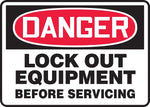 Accuform Safety Sign, DANGER LOCK OUT EQUIPMENT BEFORE SERVICING, 7" x 10", Plastic (MLKT007VP)