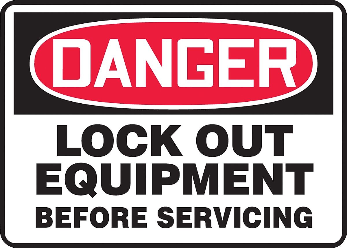 Accuform Safety Sign, DANGER LOCK OUT EQUIPMENT BEFORE SERVICING, 7" x 10", Aluminum (MLKT007VA)