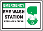 Accuform Safety Sign, EMERGENCY EYE WASH STATION KEEP AREA CLEAR, 10" x 14", Plastic (MFSD927VP)