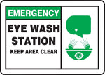 Accuform Safety Sign, EMERGENCY EYE WASH STATION KEEP AREA CLEAR, 7" x 10", Aluminum (MFSD928VA)