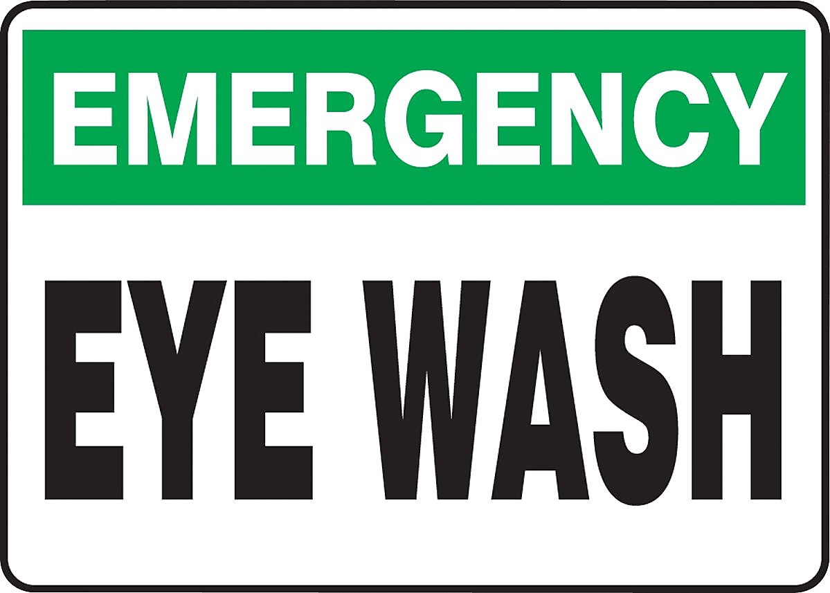 Accuform Safety Sign, EMERGENCY EYE WASH, 10" x 14", Plastic (MFSD913VP)