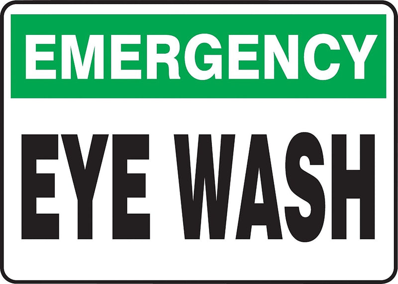 Accuform Safety Sign, EMERGENCY EYE WASH, 10" x 14", Aluminum (MFSD913VA)