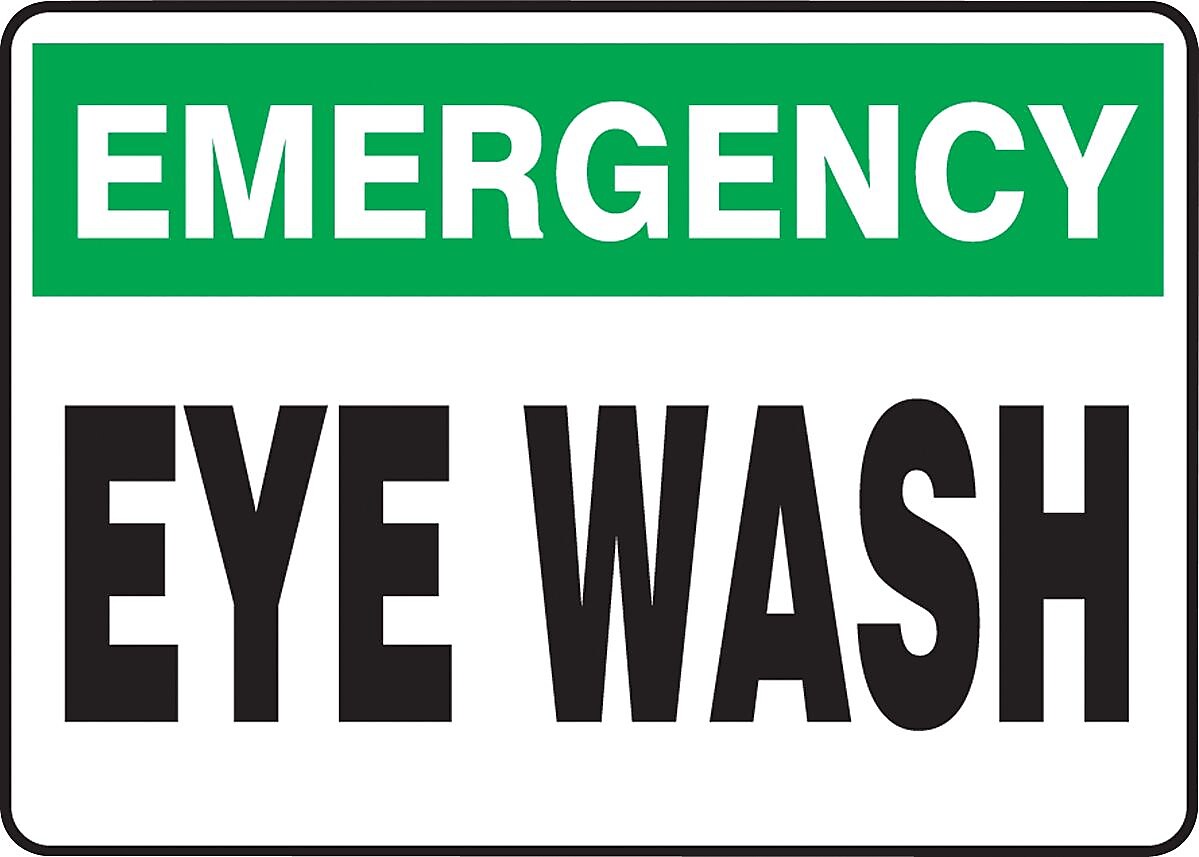 Accuform Safety Sign, EMERGENCY EYE WASH, 7" x 10", Plastic (MFSD917VP)