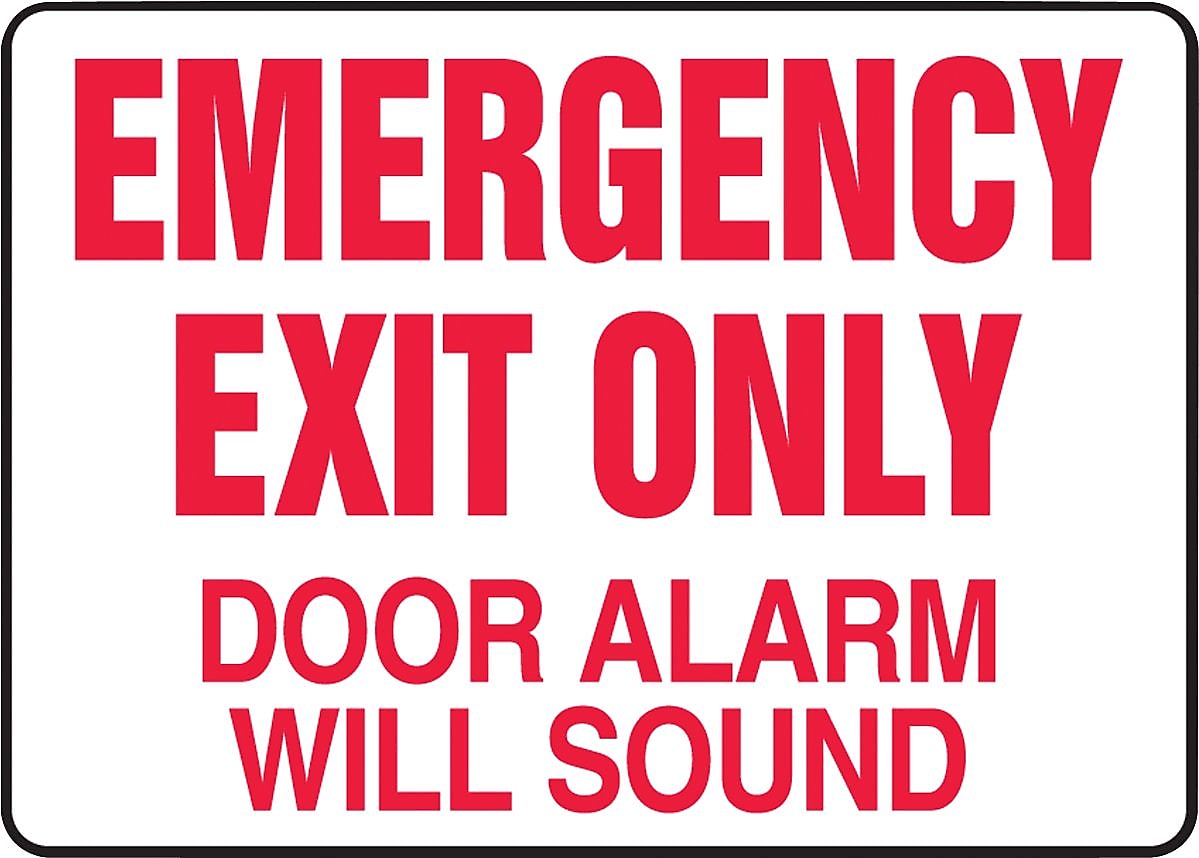 Accuform Safety Sign, EMERGENCY EXIT ONLY DOOR ALARM WILL SOUND, 10" x 14", Plastic (MEXT932VP)