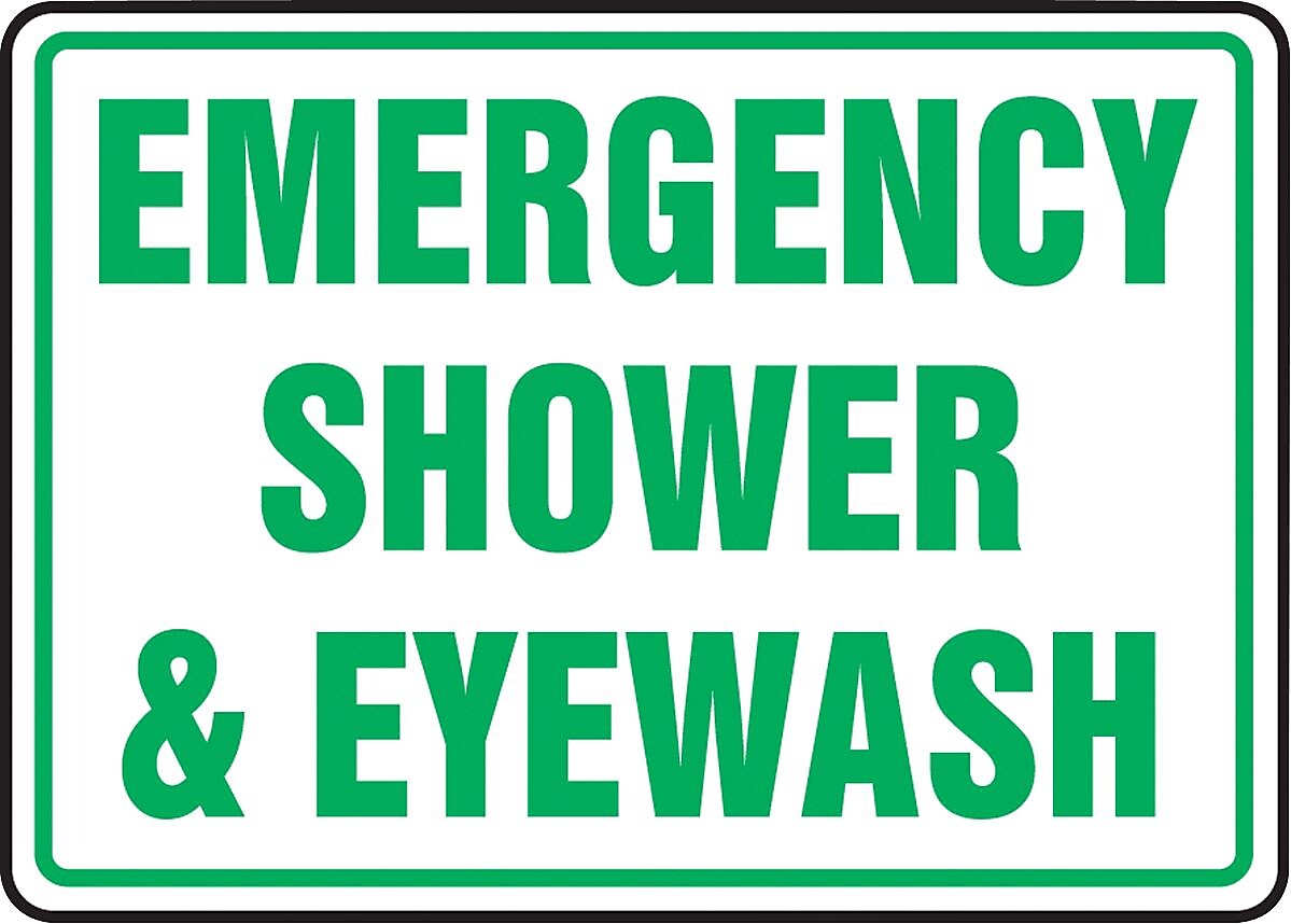 Accuform Safety Sign, EMERGENCY SHOWER & EYEWASH, 10" x 14", Aluminum (MFSD542VA)