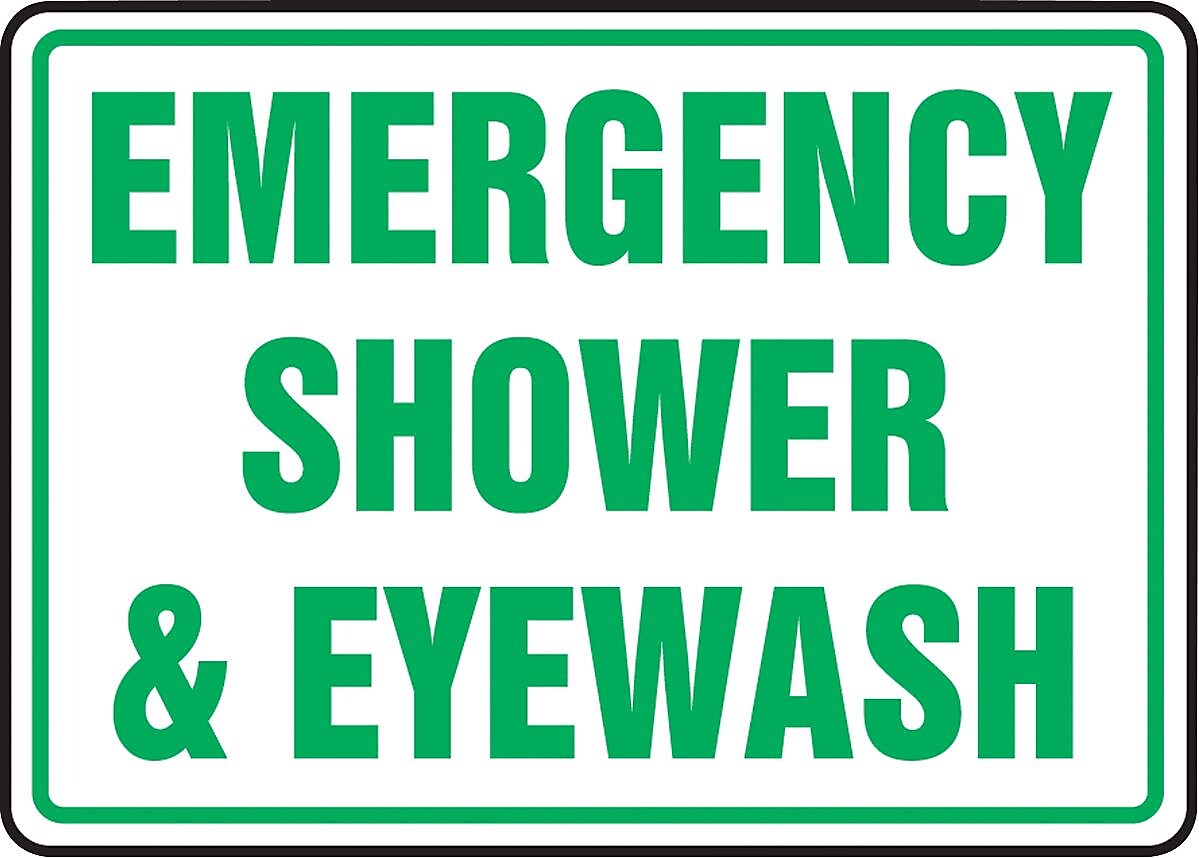 ACCUFORM SIGNS® Safety Sign, EMERGENCY SHOWER & EYEWASH, 7" x 10", Plastic, Each