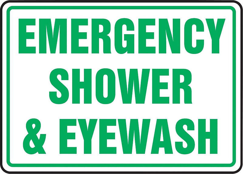 ACCUFORM SIGNS® Safety Sign, EMERGENCY SHOWER & EYEWASH, 7" x 10", Plastic, Each