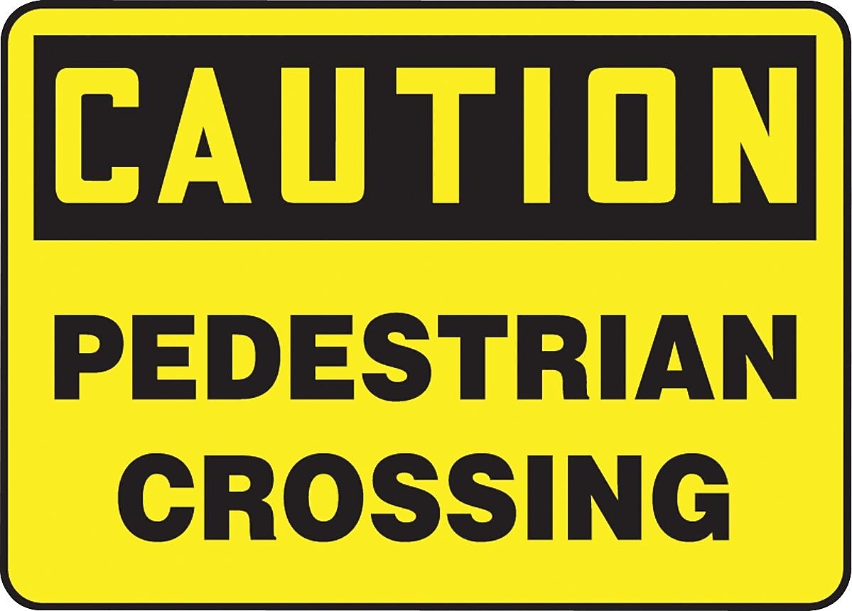 Accuform Safety Sign, CAUTION PEDESTRIAN CROSSING, 10" x 14", Plastic (MVHR687VP)