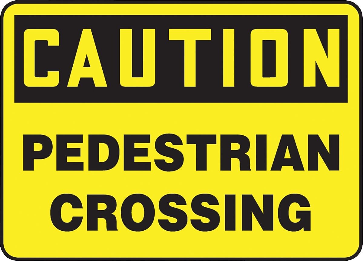 Accuform Safety Sign, CAUTION PEDESTRIAN CROSSING, 10" x 14", Aluminum (MVHR687VA)