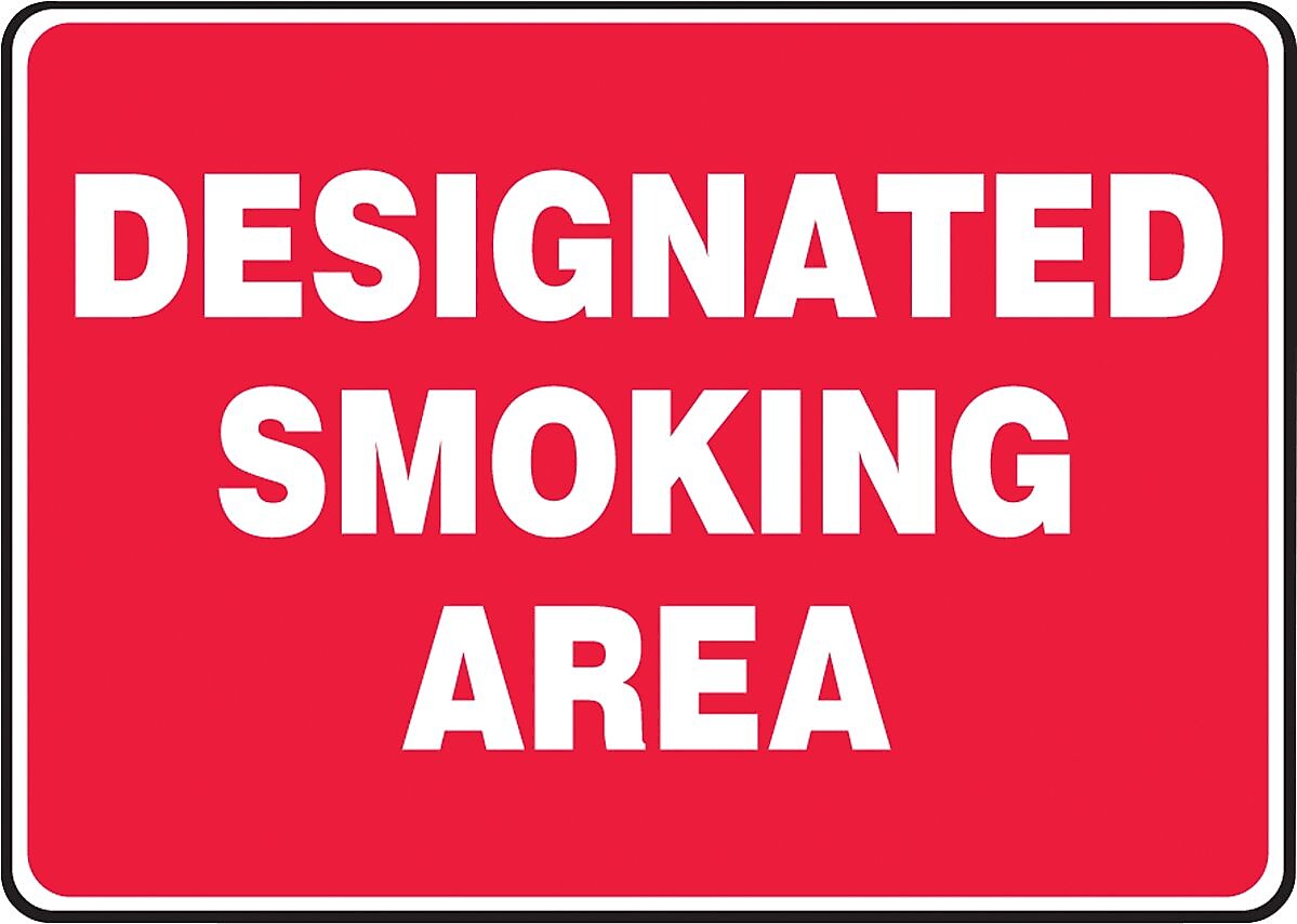 Accuform Safety Sign, DESIGNATED SMOKING AREA, 7" x 10", Aluminum (MSMK404VA)