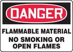 Accuform Safety Sign, DANGER FLAMMABLE MATERIAL NO SMOKING OR OPEN FLAMES, 10" x 14", Plastic (MSMK243VP)
