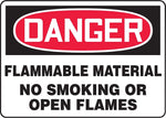 Accuform Safety Sign, DANGER FLAMMABLE MATERIAL NO SMOKING OR OPEN FLAMES, 10"x14", Aluminum (MSMK243VA)