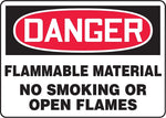 ACCUFORM SIGNS® Safety Sign, DANGER FLAMMABLE MATERIAL NO SMOKING OR OPEN FLAMES, 7" x 10", Aluminum