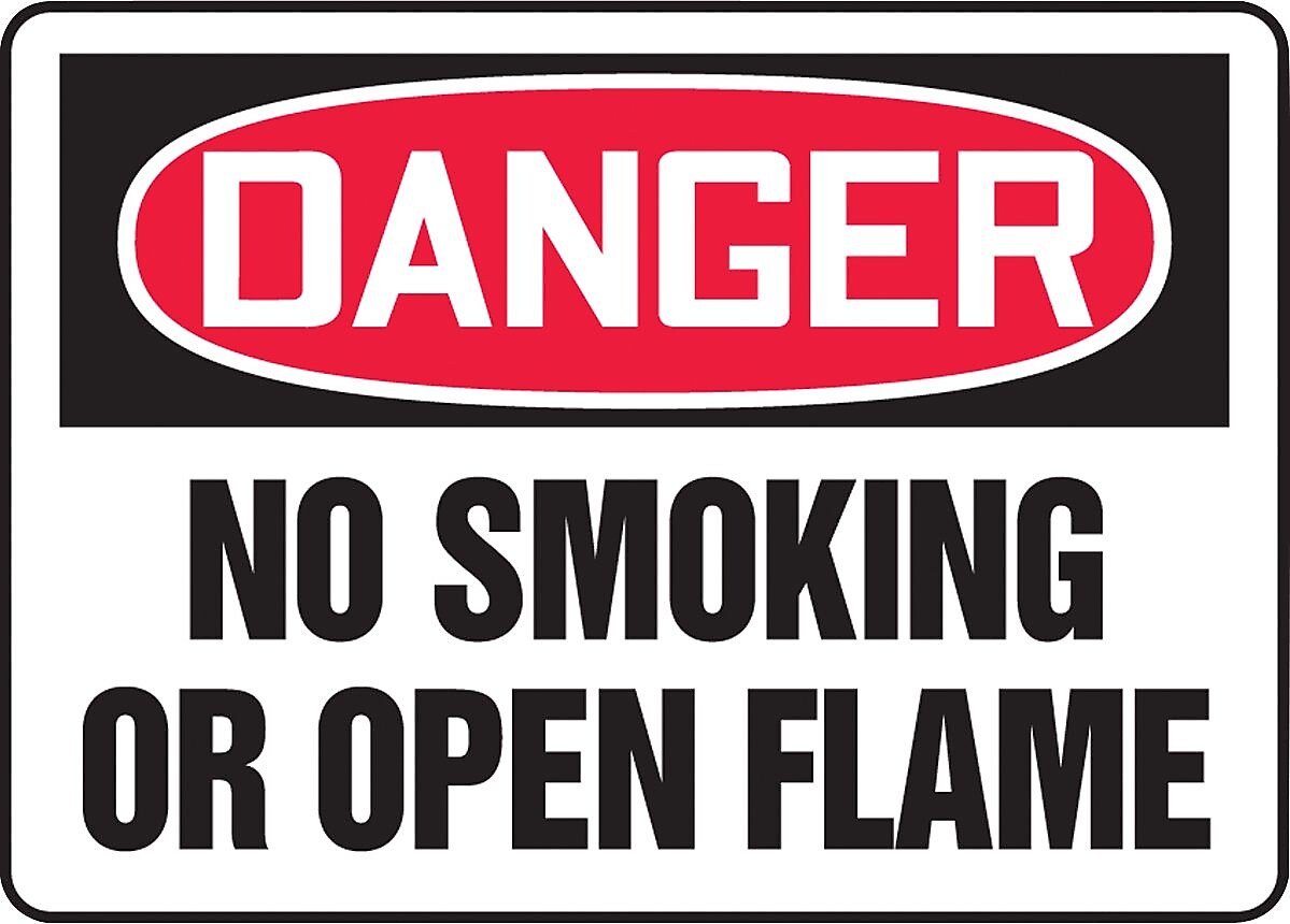 ACCUFORM SIGNS® Safety Sign, DANGER NO SMOKING OR OPEN FLAME, 10" x 14", Aluminum, Each