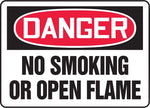 ACCUFORM SIGNS® Safety Sign, DANGER NO SMOKING OR OPEN FLAME, 10" x 14", Aluminum, Each