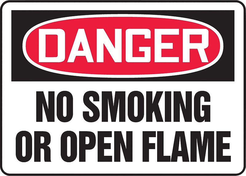 ACCUFORM SIGNS® Safety Sign, DANGER NO SMOKING OR OPEN FLAME, 10" x 14", Aluminum, Each