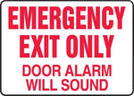 Accuform Safety Sign, EMERGENCY EXIT ONLY DOOR ALARM WILL SOUND, 7" x 10", Plastic (MEXT591VP)