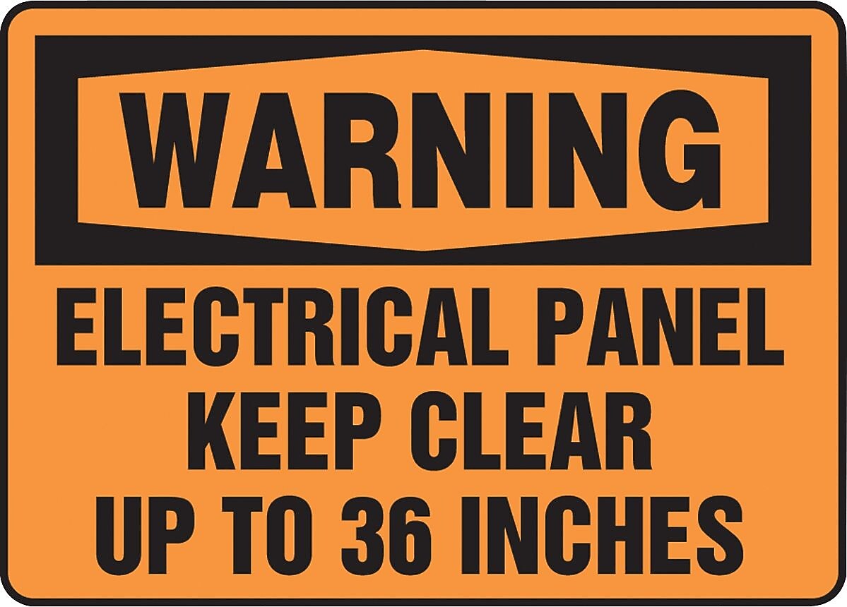 Accuform Safety Sign, WARNING ELECTRICAL PANEL KEEP CLEAR UP TO 36 INCHES, 10"x14", Aluminum (MELC308VA)