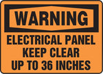 Accuform Safety Sign, WARNING ELECTRICAL PANEL KEEP CLEAR UP TO 36 INCHES, 7" x 10", Aluminum (MELC309VA)