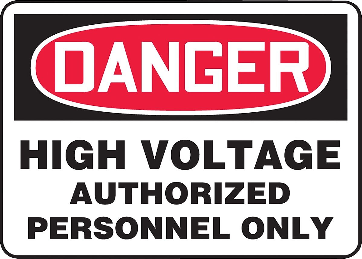 ACCUFORM SIGNS® Safety Sign, DANGER HIGH VOLTAGE AUTHORIZED PERSONNEL ONLY, 10" x 14", Aluminum, Ea.