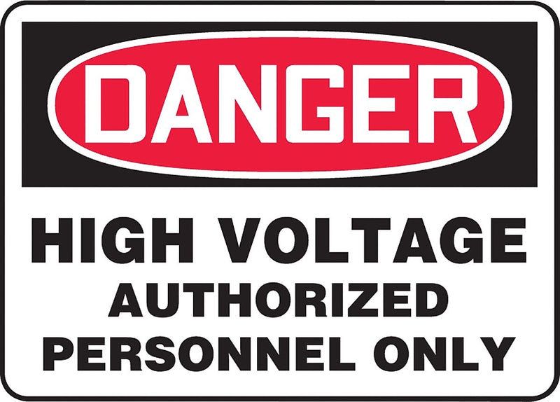ACCUFORM SIGNS® Safety Sign, DANGER HIGH VOLTAGE AUTHORIZED PERSONNEL ONLY, 10" x 14", Aluminum, Ea.
