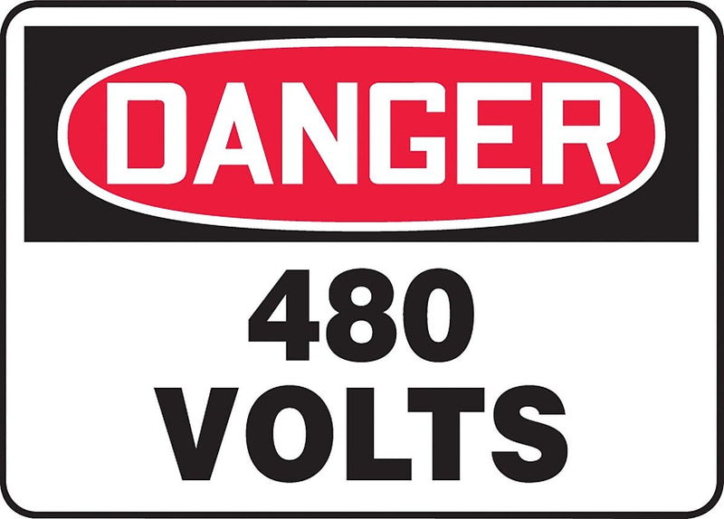 Accuform Safety Sign, DANGER 480 VOLTS, 10" x 14", Aluminum (MELC059VA)