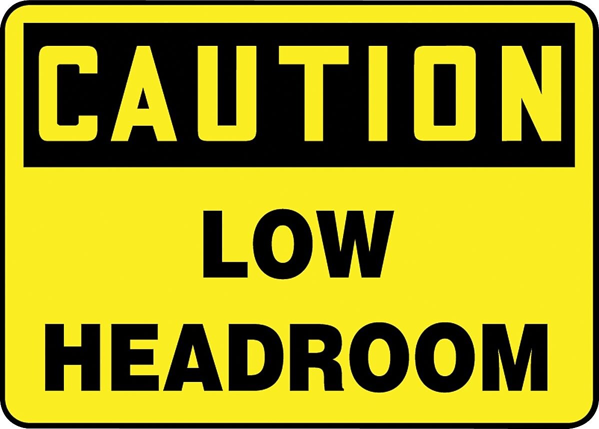 Accuform Safety Sign, CAUTION LOW HEADROOM, 7" x 10", Plastic (MECR620VP)