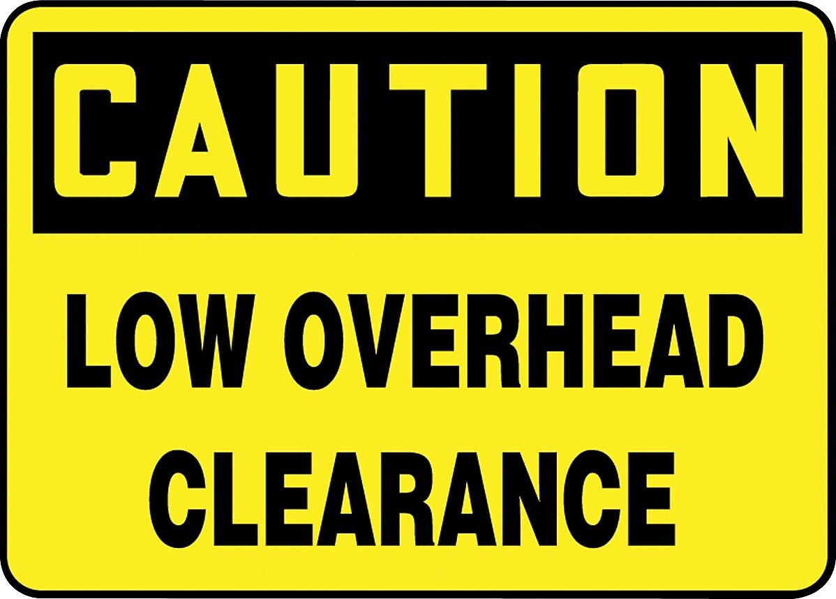 ACCUFORM SIGNS® Safety Sign, CAUTION LOW OVERHEAD CLEARANCE, 10" x 14", Aluminum, Each