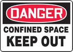 ACCUFORM SIGNS® Safety Sign, DANGER CONFINED SPACE KEEP OUT, 10" x 14", Plastic, Each