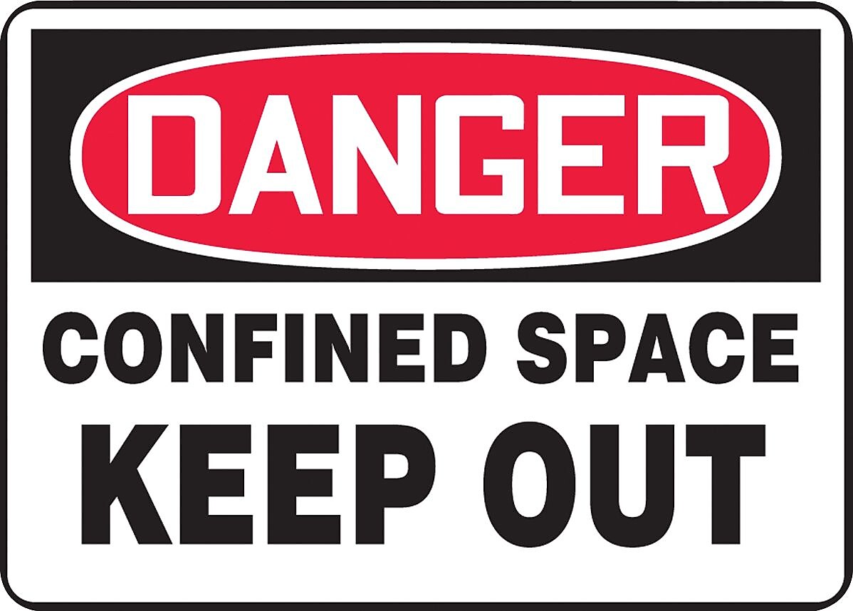 ACCUFORM SIGNS® Safety Sign, DANGER CONFINED SPACE KEEP OUT, 10" x 14", Aluminum, Each