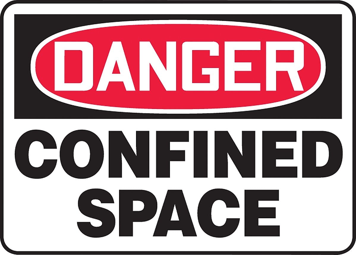 ACCUFORM SIGNS® Safety Sign, DANGER CONFINED SPACE, 10" x 14", Aluminum, Each