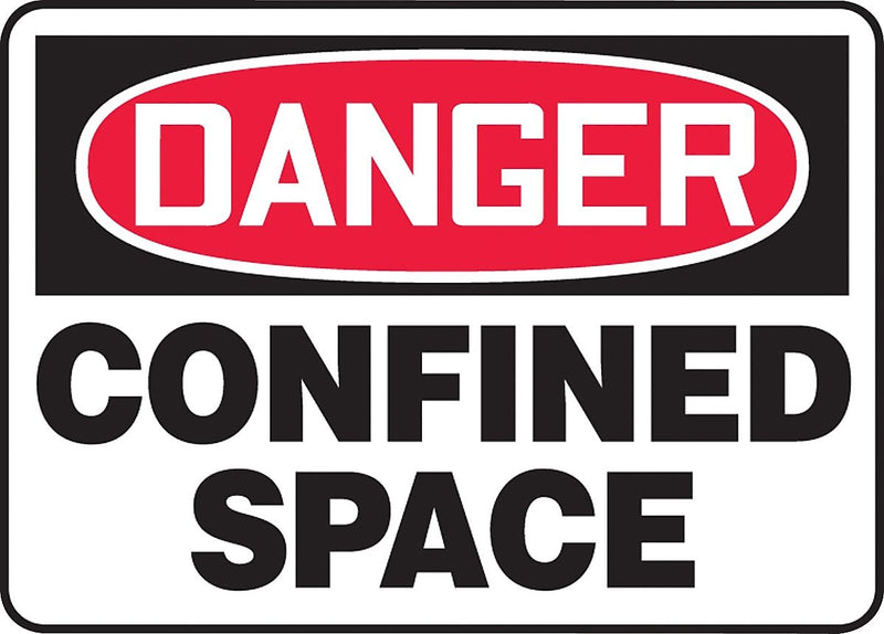 ACCUFORM SIGNS® Safety Sign, DANGER CONFINED SPACE, 10" x 14", Aluminum, Each